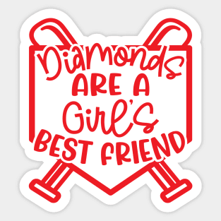 Diamonds Are A Girls Best Friend Softball Baseball Cute Sticker